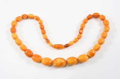 N99F02- Butterscotch Bernsteinkette Oliven mit Schraubschließe - Bild 1 von 4