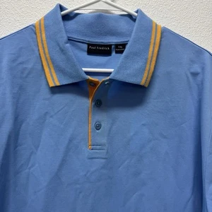 Paul Fredrick Polo Three Button Blue Yellow XXL Golf Short Sleeve - Picture 1 of 6