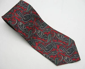 TRENWICK Neck Tie RED GRAY PAISLEY 100% SILK Necktie FREE SHIP FATHER'S DAY - Picture 1 of 6