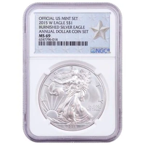 2015-W Burnished $1 American Silver Eagle From Annual Dollar Coin Set NGC MS6... - Picture 1 of 2