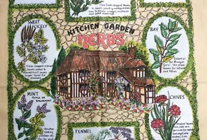 Asciugamano da tè vintage Sally Jayne Textiles cucina giardino erbe cottage nucleo fattoria - Foto 1 di 5