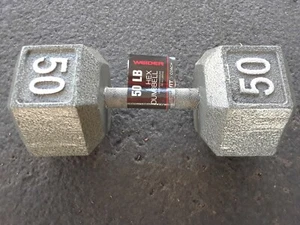 Weider 50 lb Cast Iron Steel Hex Dumbbell Barbell Free Weights Home Gym Fitness! - Picture 1 of 1