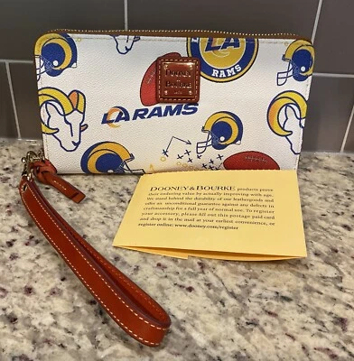 Muñequera grande con cremallera alrededor Dooney & Bourke NFL Rams WGFRM0126 blanca múltiple precio de venta sugerido por el fabricante 198 USD Foto 1 de 4