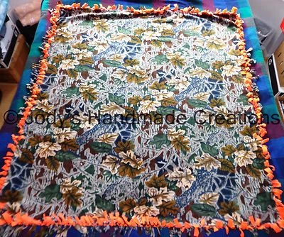 MANTA GRANDE HECHA A MANO POLAR ATADA / NARANJA / CAMUFLAJE / 2 TALLAS Foto 1 de 4