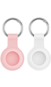 Weiche Silikon Schutzhülle Kompatibel mit AirTag 2021 - Pink/Weiß - Bild 1 von 4