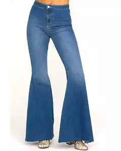Free People Just Float On Flare Bell Bottom Damenjeans roher Saum Größe 28 x34 - Bild 1 von 12