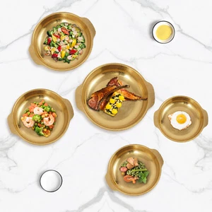 5 Pcs Gold Paella Pans Food Serving Pan Seafood Pans Cookware Seafood - Picture 1 of 18