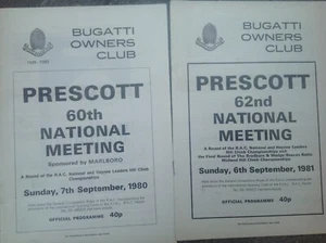 2x Prescott Programmes, Bugatti Owners-7th Septembre 1980-6th Septembre 1981 - Bild 1 von 2