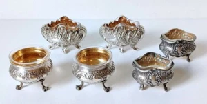 Set of Six Louis XV-Style Sterling Silver 800 Salt Cellars Circa 1910 - Picture 1 of 8