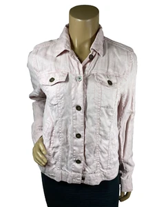 Michael Stars Jean Linen Jacket Size M Pale Pink Pockets 2 Breast 2 Faux Lower - Picture 1 of 12