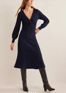 Boden Twist Front Knitted Midi DressNavy Size 20/22R - Picture 1 of 11