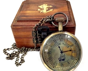 Vintage brass Titanic Ship pocket watch with box nautical gift for occasion - Picture 1 of 4
