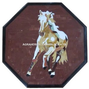 Marble Coffee Center Table Top Pietra Dura Running Horse Inlay Art Decor H509 - Picture 1 of 8