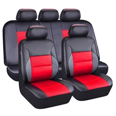 Full Set Car Seat Covers PU Leather Accessory Front Rear Chair Cushion Protector - Image 1 of 4