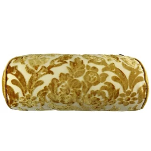 Pier 1 Imports Velvet Pillow Bolster Lumbar Throw Accent Floral Embossed 18"x8" - Picture 1 of 10