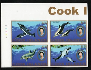 Cook Islands Whales, Dolphins MNH Block of Four IMPERF - Picture 1 of 1