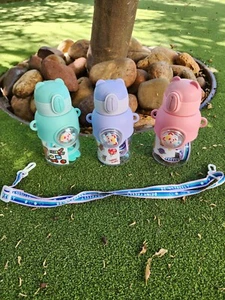 600ml Kids Water Bottle for School Boys Girl Cup With Straw Cartoon Leakproof - Picture 1 of 10