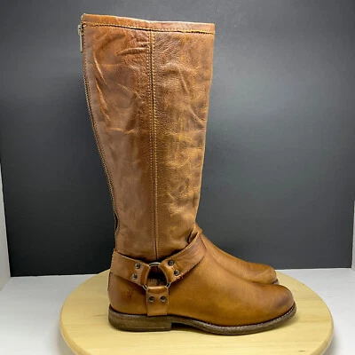 Frye Phillip Harness Tall Riding Boots Women 6.5B Whiskey Leather Full Zip 76850 - Image 1 of 4