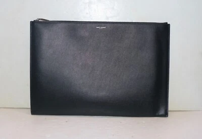 Saint Laurent Grain Du Poudre Large Portfolio Zip Pouch Black Leather - Image 1 of 4
