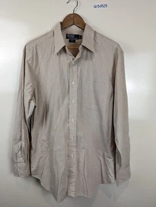 Polo Ralph Lauren Beige Check Cotton Long Sleeve Button Up Mens Shirt Size 17 35 - Picture 1 of 5