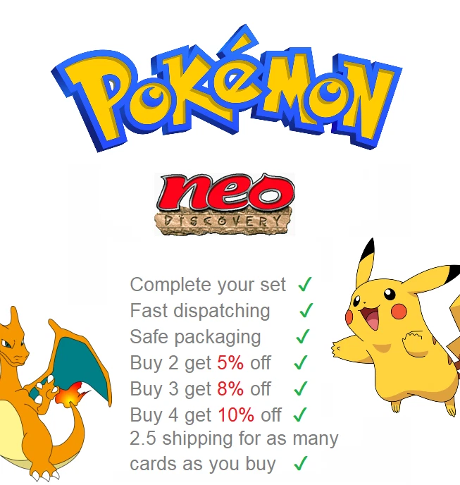 POKEMON TCG NEO DISCOVERY 2001 CHOOSE YOUR CARD ENGLISH NM MINT LP MP HP - Image 1 of 1