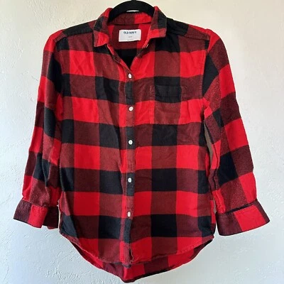 Old Navy girls buffalo check button down shirt - L (10-12) - GUC Soft Comfy Foto 1 de 4