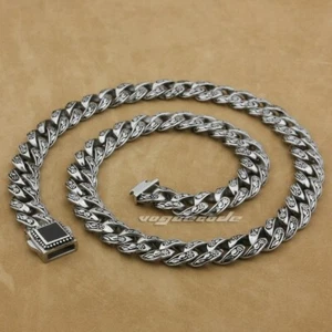 Stainless Steel Rose Flower Chain Necklace Mens Biker Punk Jewellery 4R013NC - Picture 1 of 19