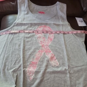 Tank Top Pink Ribbon Breast Cancer Awareness Womens Sleeveless Shirt Lg  Large L - Picture 1 of 7