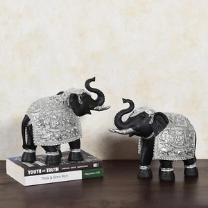 Elephant Showpiece |Elephant Decorative Items for Home | Elephant Idols Set Of 2 - Picture 1 of 6