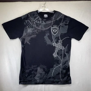 Vintage Y2K Avirex Mens T Shirt Cyber Graphic Cross Chains Crown MMA Affliction - Picture 1 of 11