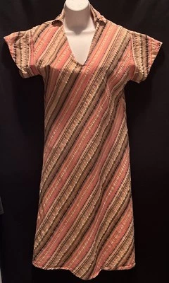 Vestido Midi Boho Caftán Tejido Fibra Natural De Colección Para Mujer S Naranja Cáñamo Tierra Madre Foto 1 de 4