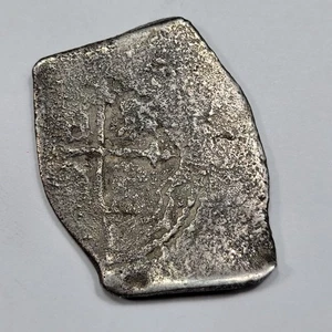 1665-1682 Cob 8 Reales Mexico Shipwreck Salvaged Genuine Silver Colonial *K637 - Picture 1 of 4