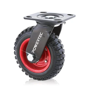 8 Inch Caster Wheels, Heavy Duty Swivel Plate Casters with Rubber Knobby Trea... - Picture 1 of 5