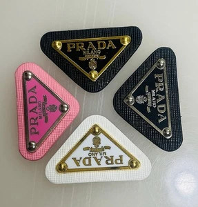 Prada Triangle Logo Tags Set Of Black, White, Pink - Picture 1 of 1
