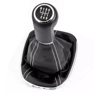 For Opel Corsa D S07 Gear Lever Knob Black Leather 6 Speed Shift Button - Picture 1 of 9