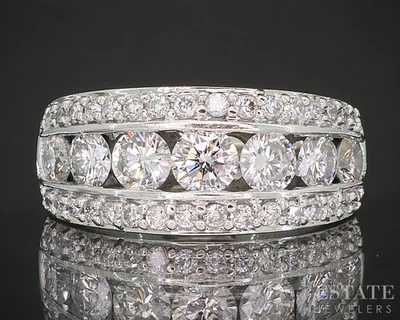 Anillo de oro blanco de 14k redondo natural de diamantes de 1 quilate para dama 8,5 g p16271 Foto 1 de 4