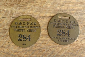 D. & C.N. Co. Steamer Ship 'SS Greater Detroit' Passenger Parcel Check Tags,#284 - Picture 1 of 8