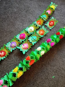 Guirnalda de papel de seda vintage años 1950-60 panal floral hawaiana 2x 6' fiesta MCM  - Imagen 1 de 12