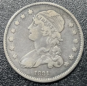 1831  Capped Bust Quarter Small Letters 25c VF Very Fine Type Coin - Picture 1 of 2