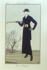 Gravure Costume Parisien 1913 #126 Boutet de Monvel Bernard (eau forte) Amazone - Imagen 1 de 1