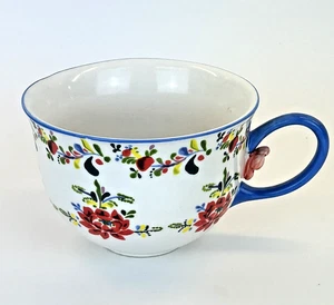 Anthropologie Cadiz Coffee Tea Cup Mug Flowers Blue Handle French Country Boho - Picture 1 of 4