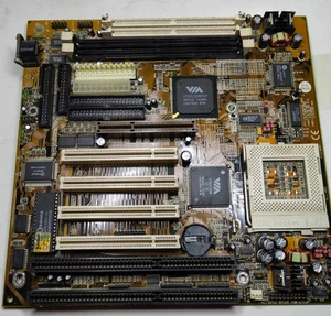 Super Socket 7 SET PCPartner VIB838DS 35-8838-00 (VIA MVP3) CPU & 128 MB + Bonus - Picture 1 of 6