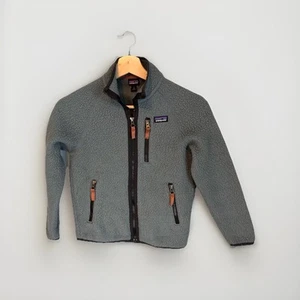 Patagonia Jacket Kids Size Small 7-8 Trim Full Zip Fleece Steele Blue Logo - Picture 1 of 11