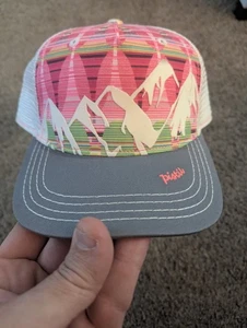 Sombrero de Camionero Pistil Rosa Blanco Pastel Montañas Exterior Snap Nuevo - Imagen 1 de 4