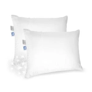 Goose Down Sleeping Pillow White 600 Fill Power with 400 Thread Count 100% - Picture 1 of 7