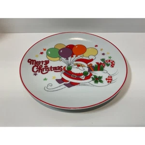 Vintage Seizan Fine China Frohe Weihnachten Santa Teller roter Rand 7 Zoll Dessert - Bild 1 von 4