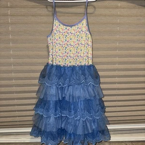 Matilda Jane Girls 14 “Make a Wish” Tutu Blue Tulle Ruffle Dress - EUS - Picture 1 of 7