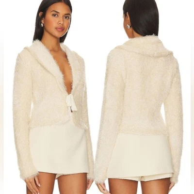 Кардиган Free People Mina с нейтральными блестками цвета шампанского пушистый свитер размер XS - Изображение 1 из 4