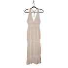 SEA SPICE NEW $69 Cotton Gauze Sheer Lace Halter Maxi Dress White XL