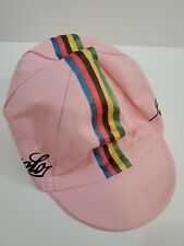 Vintage Campagnolo Pink Racing Stripes Bicycle Race Cycling Hat Cap Italy Cotton
